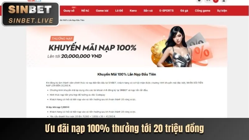 Banner khuyến mãi Sinbet
